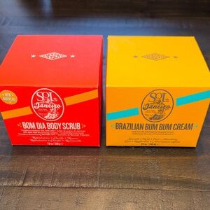 Sol de Janeiro Bom Dia Body Scrub and Brazilian Bum Bum Cream Set of 2 Boxes